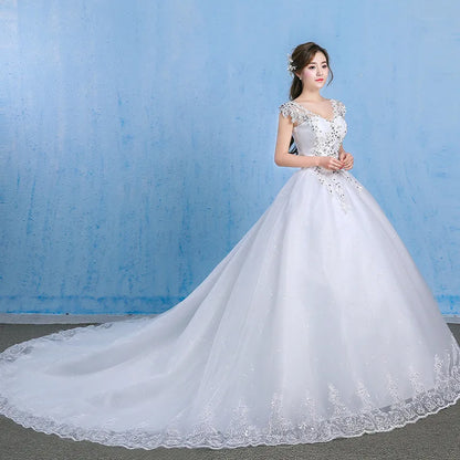 Wedding Dress Sexy V-neck Lace Embroidery Court Train Ball Gown Princess Wedding Dresses Vestido De Noiva Plus Size