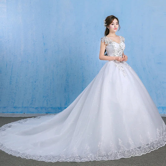 Wedding Dress Sexy V-neck Lace Embroidery Court Train Ball Gown Princess Wedding Dresses Vestido De Noiva Plus Size