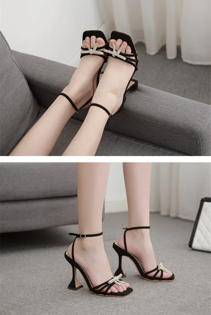 New Design Sexy White String Bead High Heels Women Sandals Summer Gladiator Party Dress Buckles Pumps Shoes Size 35-42