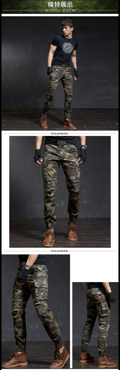 New Men Fashion Military Cargo Pants Slim Regualr Straight Fit Cotton Multi Color Camouflage Green Yellow FSN692