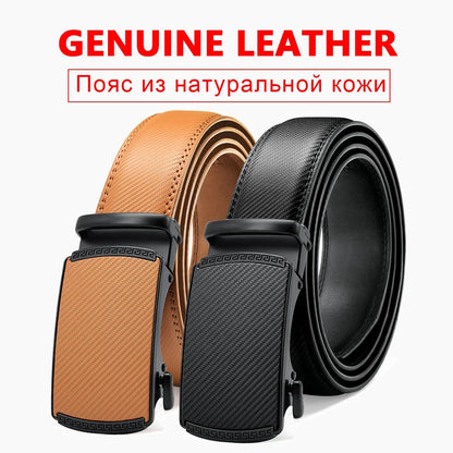 Multicolor Genuine Leather Men's Belts Fashion Business Automatic Buckle Straps Ratchet Cow Leather Waistband 3.5cm Width