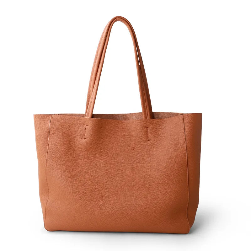 Women Luxury Bag Casual Tote Female Fashion Summer Beach Handbag Lady Popular Soft Cowhide Genuine Leather Shoulder Shopping Bag