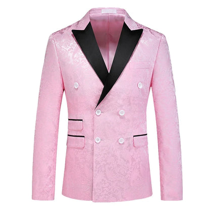 2026 New Men's White Rose Pattern Suit Jacket, Wedding Party Dress Coat, High Quality Men Slim Blazers Masculino Big Size M-6XL