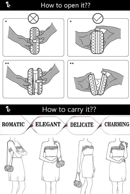 Sparkling Rhinestone Clutch Bag Lady Crystal Evening Purse Luxury Metal Handle Chain Handbag Wedding Party Dinner Diamond Bags