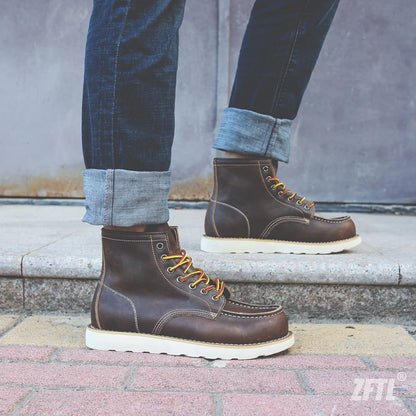 Men's Ankle Boots American retro tooling boots Casual Crazy Horse Leather Men's Boots Vintage Man Lace up Boots 2025