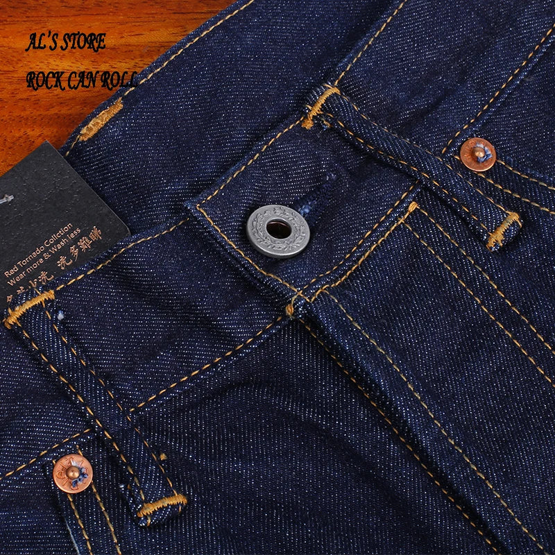 Washed Slim Fitting Pants Sanforized Raw Denim Jeans 12oz