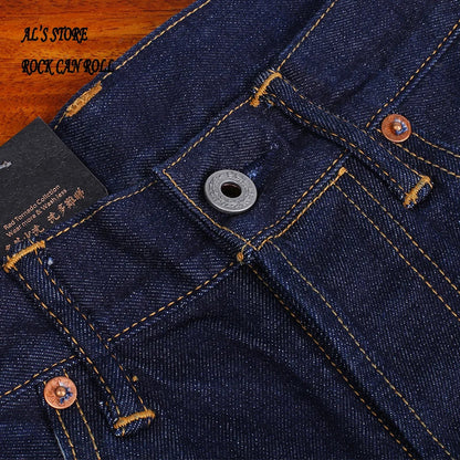 Washed Slim Fitting Pants Sanforized Raw Denim Jeans 12oz