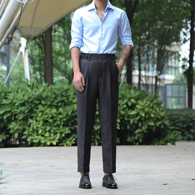 Custom Made Black/White Pants Straight-Fit Trousers Mens/Bridegroom/Best Man Wedding/Evening Plain Front Pant KZ11