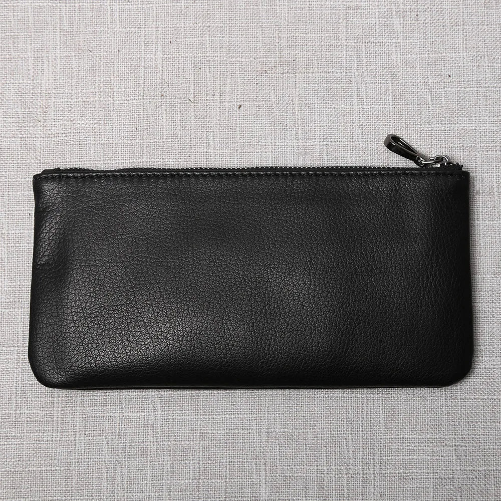 Men's Genuine Leather Long Zipper Wallet First Layer Cowhide Youth Ultra-Thin Handbag Wallet Trendy Brand Simple Wallet