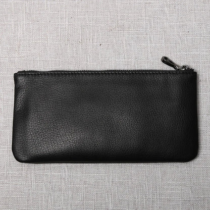 Men's Genuine Leather Long Zipper Wallet First Layer Cowhide Youth Ultra-Thin Handbag Wallet Trendy Brand Simple Wallet