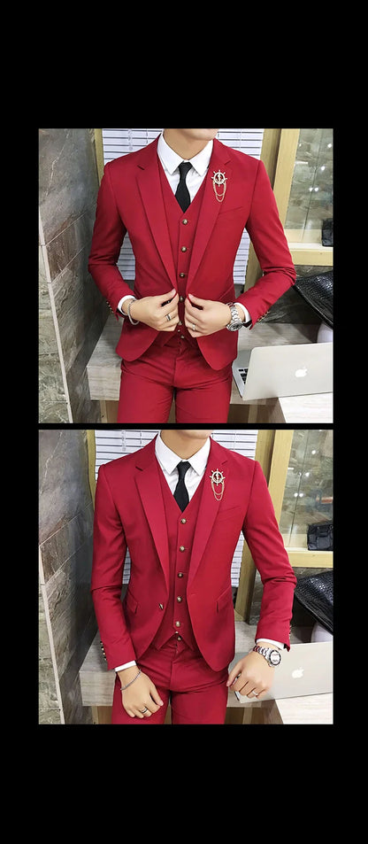 Men's Suits High Quality Wedding Groom Tuxedos Single Button Slim Fit Business Prom Dress Men's Formal Dress Suits