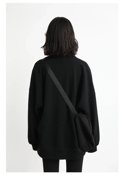 Korean Autumn Winter Women's Sports Coat Casual Loose V-neck Sweatshirt for Women Thick Warm Tops Office Lady Female
