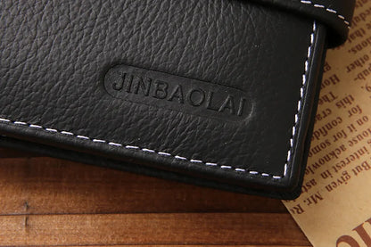 Retro Men Wallets Genuine Leather Card Horder Short Zipper Buckle Male Wallet Coin Pocket Photo Holder Men's Wallet