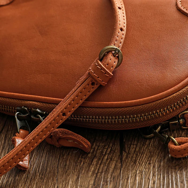 Simple Genuine Leather Women Small Bag Leisure Natural Soft Cowhide Solid Color Versatile Shoulder & Crossbody Bags