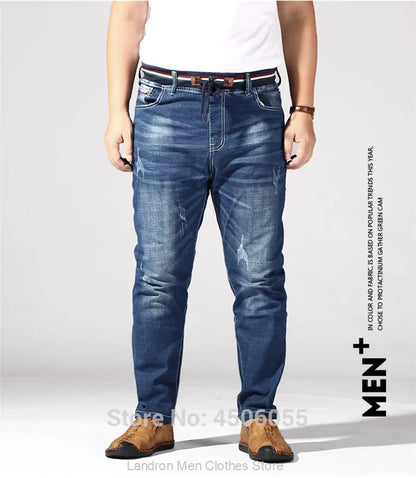 Distressed Extra Large Jeans For Men Stretch Denim Trousers 6XL 7XL 8XL Big Plus Size Mens Ripped Pants 160KG Male Elastic Jean