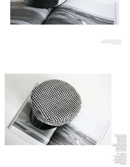 Winter caps women newsboy caps Thick warm  letter embroidery wool cap  S M L plaid patchwork militray caps