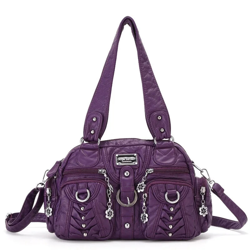 Women Handbags Fashion Satchel Top-handle Handbag PU Shoulder Bag 10.6"x8.3" Dumpling Pack Multi-pockets Shoulder Bags
