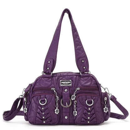 Women Handbags Fashion Satchel Top-handle Handbag PU Shoulder Bag 10.6"x8.3" Dumpling Pack Multi-pockets Shoulder Bags