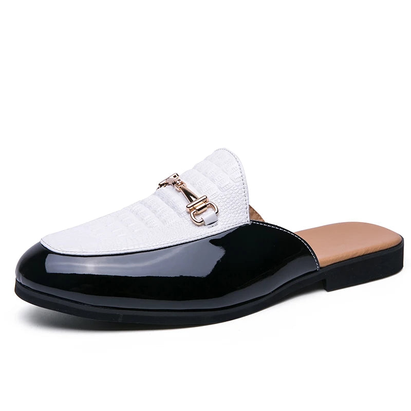 Italian Half Shoes For Men Leather Mens Casual Shoes Loafers Slippers Coiffeur Luxury Designer Man Slide Slipper Buty Meskie