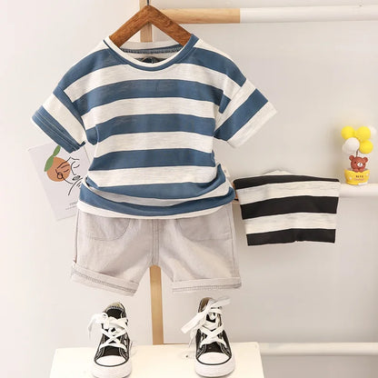 New Summer Baby Boys Clothes Suit Children Girls Cotton Striped T-Shirt Shorts 2Pcs/Sets Toddler Casual Clothing Kids Tracksuits