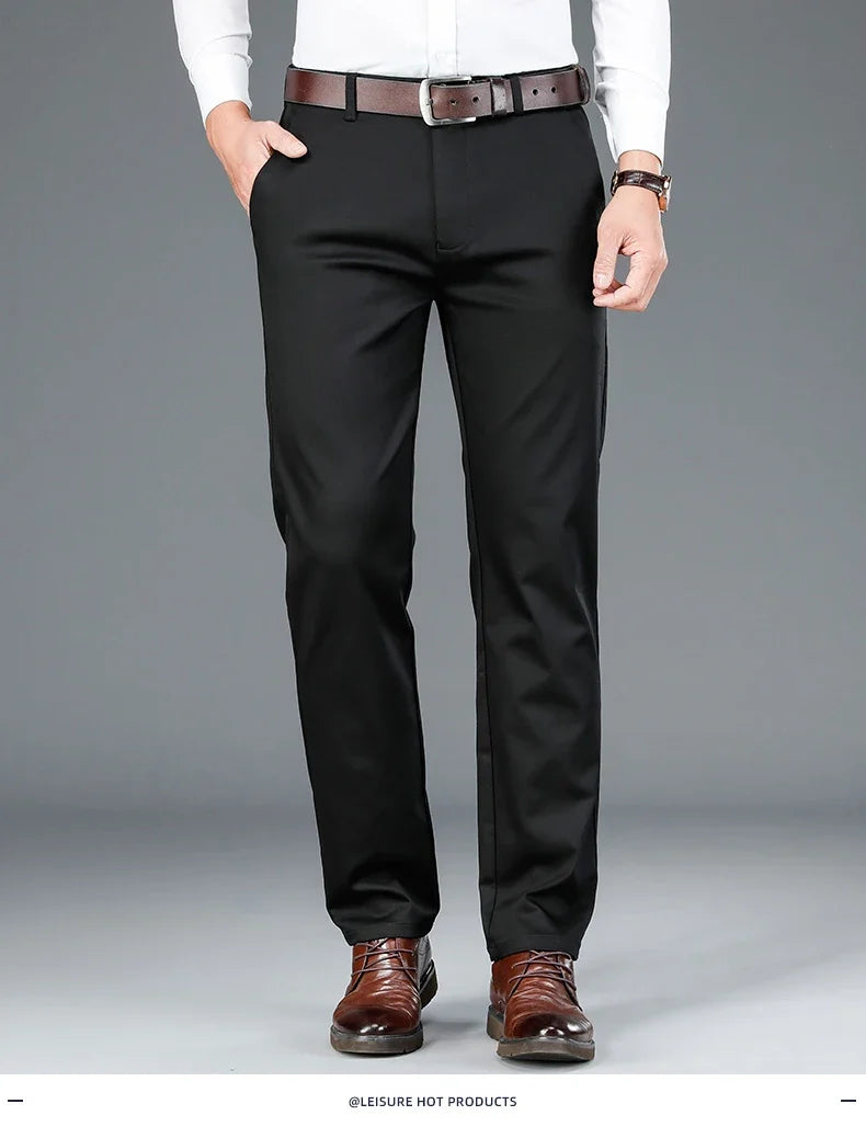 2023 Spring New Men's Bamboo Fiber Casual Pants Classic Style Business Fashion Khaki Stretch Cotton Trousers Male Brand Clothes