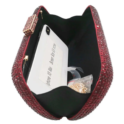 Burgundy Crystal Evening Bags and Clutches for Women Formal Party Rhinestone Handbags Wedding Clutch Purse