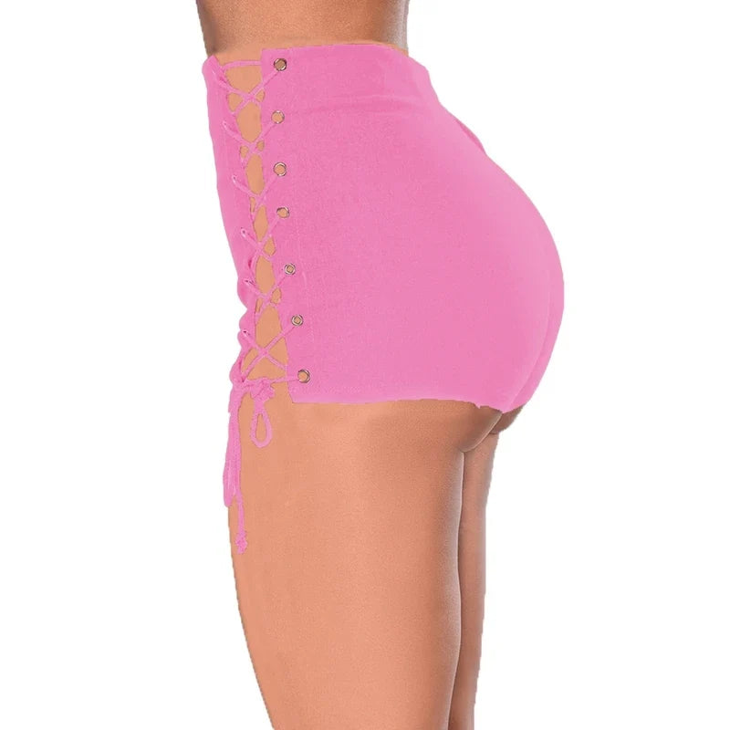 High Quality Summer Women Fashion Sexy Lace Up Denim Shorts 2025 Vintage Mid Waist Ripped Casual Hot Short Jeans Slim Streetwear