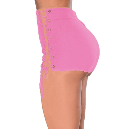 High Quality Summer Women Fashion Sexy Lace Up Denim Shorts 2025 Vintage Mid Waist Ripped Casual Hot Short Jeans Slim Streetwear