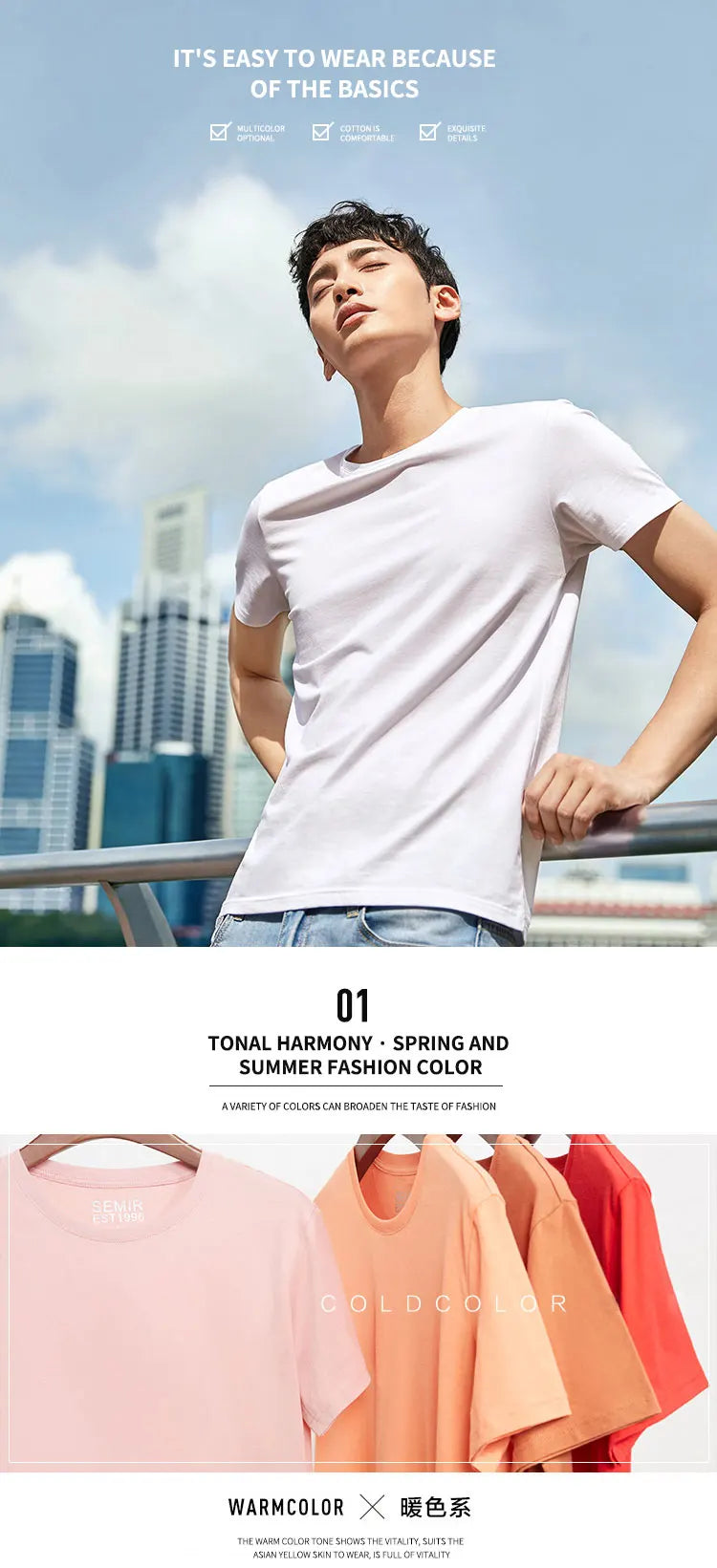 Summer Cotton T Shirts Men 2025 Simple O Neck Stretch Solid New Tops Clothing Casual Tshirt Man Streetwear Cool Tee Shirts