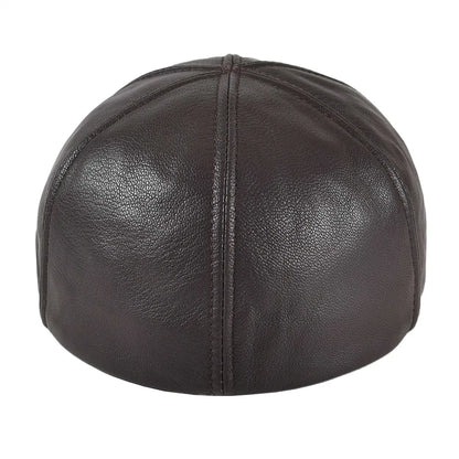Genuine Leather Flat Cap Men Fall Winter Cabbies Newsboy Hat Coffee Brown Ivy Caps Soft Smooth Textured Hats