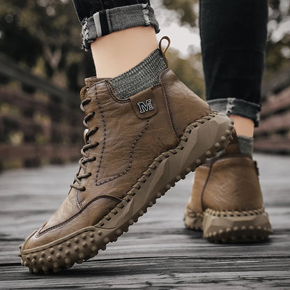 Winter Warm Men's Casual Shoes Fashion Men's Leather Boots Comfortable Men's Ankle Boots Outdoor High Quality Hiking Boots Men