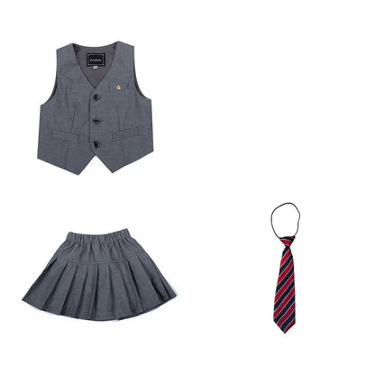 Boys Girls Summer Vest Shorts Clothing Set Baby Children Birthday Ceremonial Wedding Dress Skirt Suit Gentleman Kids Costumes