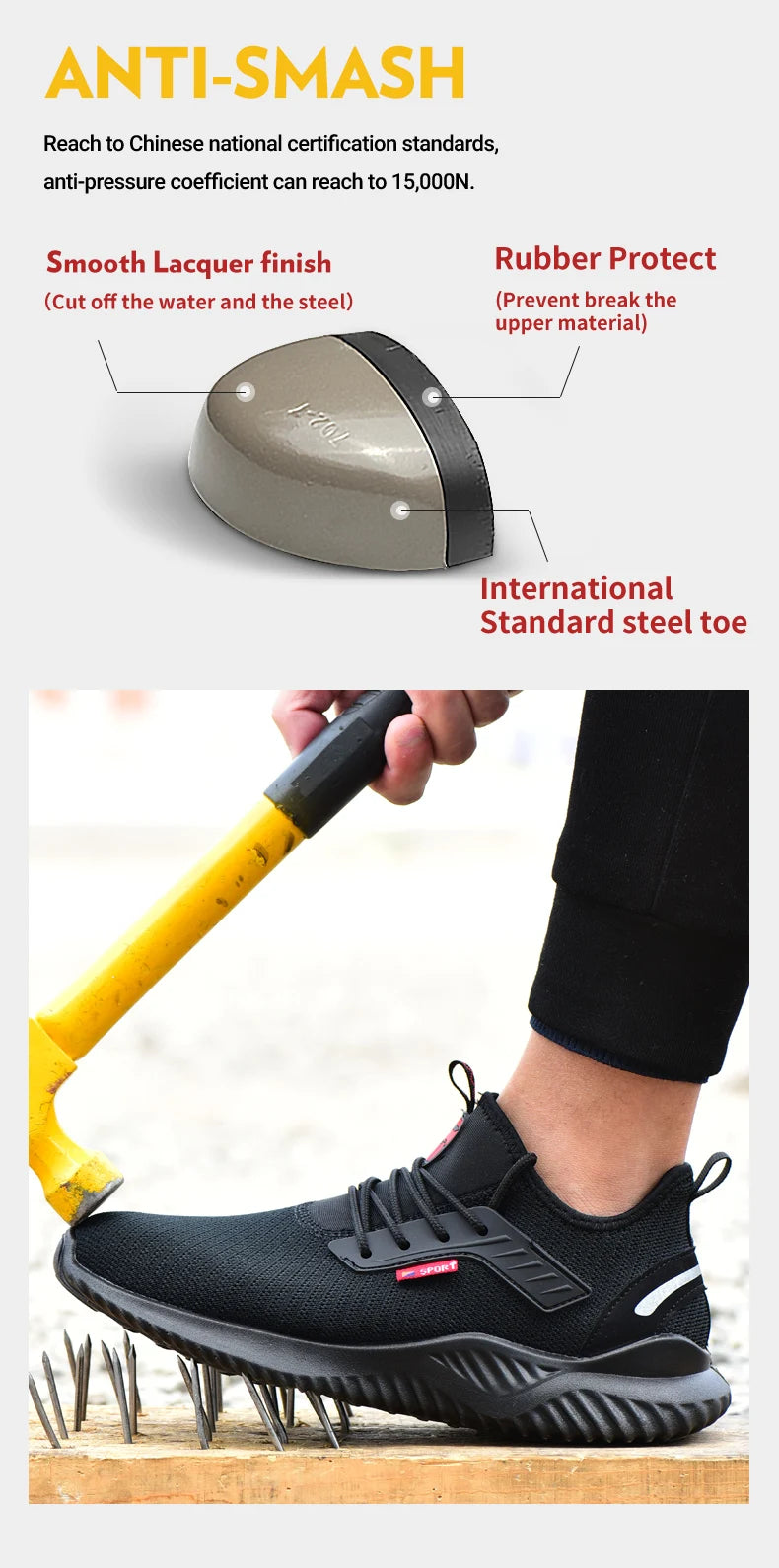 Work Safety Shoes Anti-Smashing Steel Toe Puncture Proof Construction Lightweight Breathable Sneakers shoes Men Women is Light
