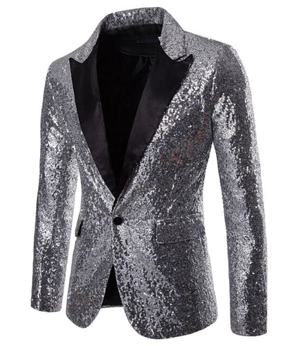 Men Glitters Suit Jackets Sequins Party Button Dance Bling Coats Wedding Party Men Blazer Gentleman Formal Suit Plus Size 2XL