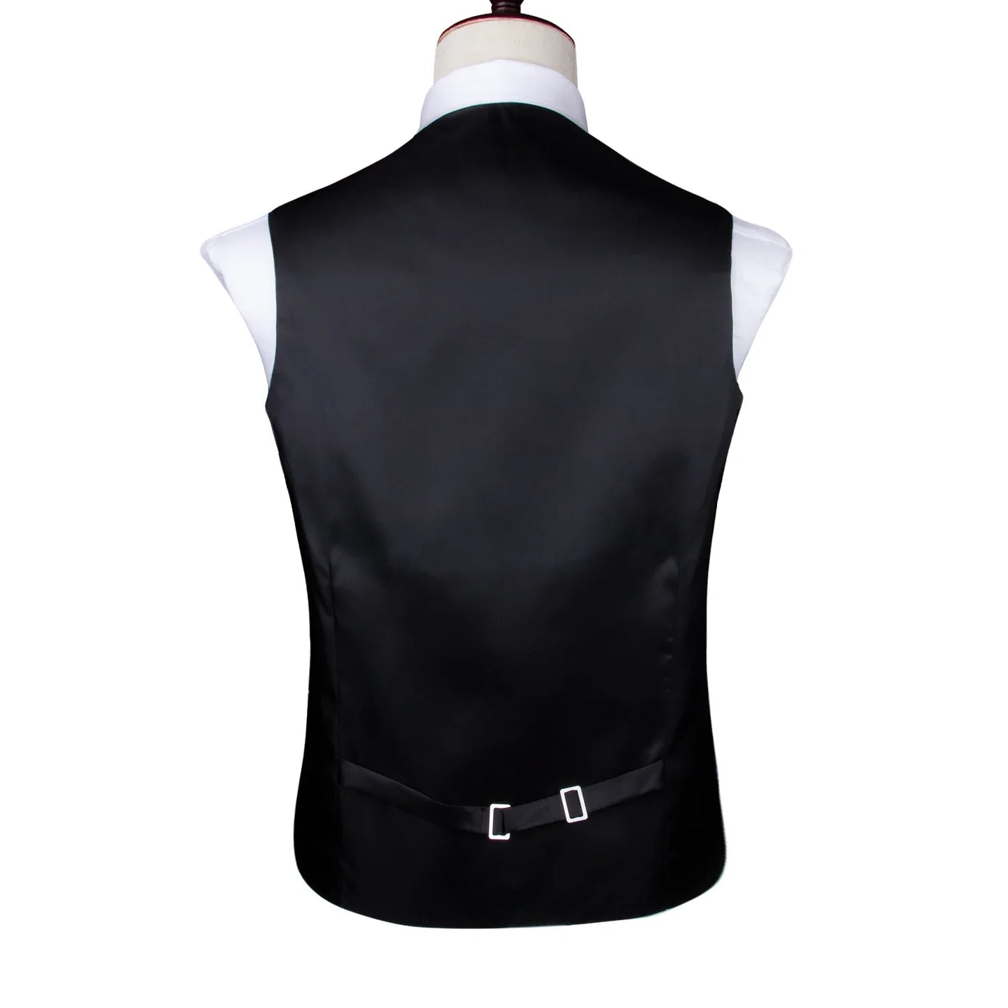 Classic Black Wedding Vest for Men Suit Vest Tie Ring Cufflinks Hanky Set for Party Formal Dress Business Casual Waistcoat