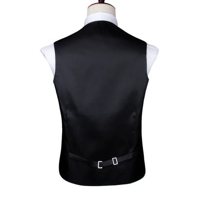 Classic Black Wedding Vest for Men Suit Vest Tie Ring Cufflinks Hanky Set for Party Formal Dress Business Casual Waistcoat