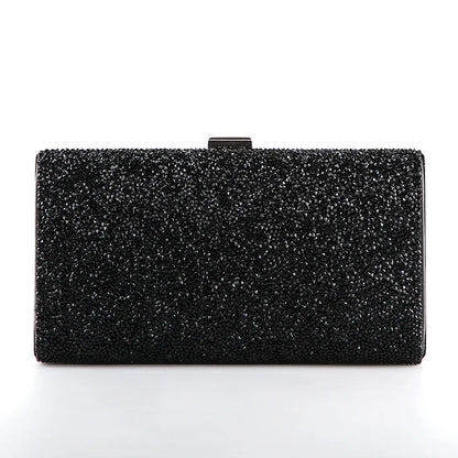 Women Evening Clutch Bag Diamond Sequin Wedding Clutch Purse and Handbag Party Banquet Black Gold Silver Two Chain Shoulder Bag
