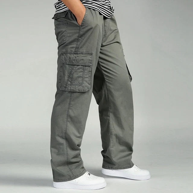 Men's Pants Large size Big 4xl 5xl 6xl Plus Summer Men Elastic Waist Multi Pocket Long Baggy Straight Cargo Jogger Trousers Male