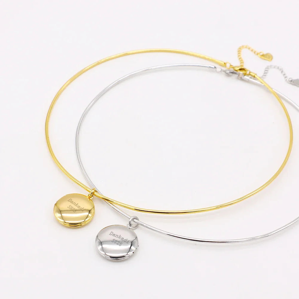 Vintage Simple 925 Sterling Silver Necklace Geometric Choker Shiny And Delicate Collarbone Chain For Women's Golden Jewellery