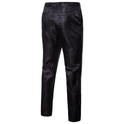 Spring Thin Men's Purple Floral Suit Pants, Wedding Party Dresses Pant, Fashion Casual Trousers, Red Black Pantalones Hombre