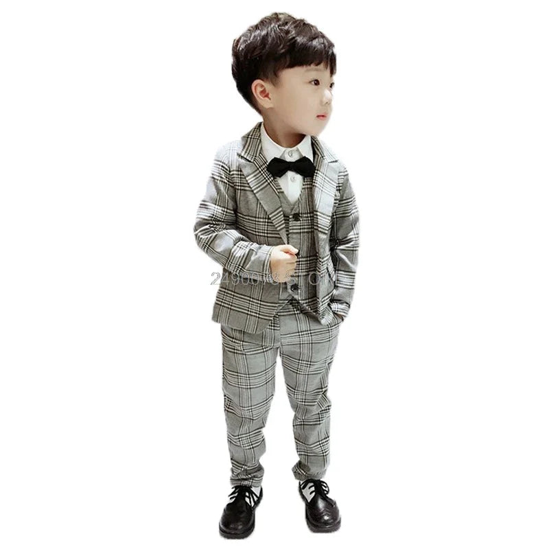 Flower Boys Formal Anzug Suit Kids Wedding Party Dress Blazer Vest Pants Bowtie 4pcs Child Tuxedo Prom Performance Costume