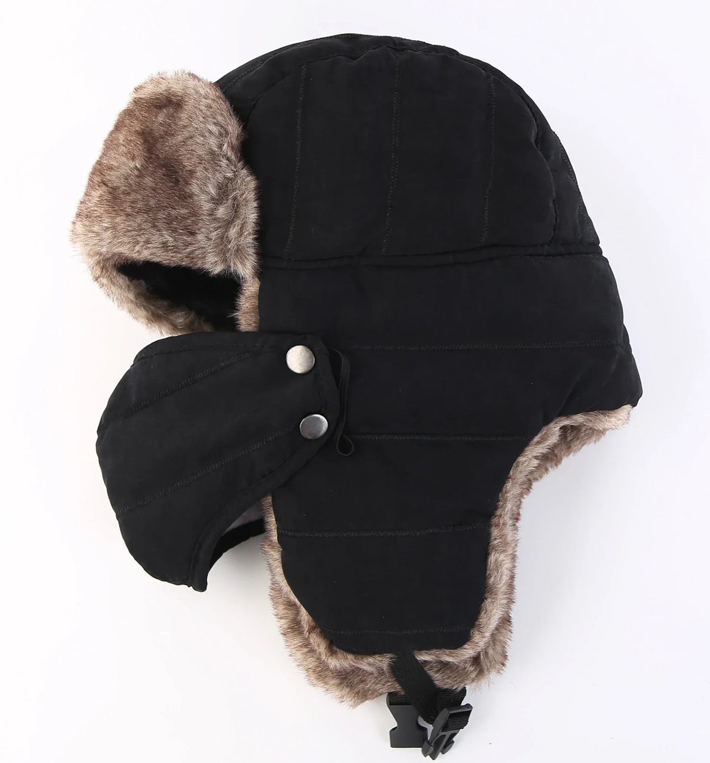 Men's Warm Chunky Trapper Hat Removable Windproof Winter Russian Hats with Mask Ushanka Hat