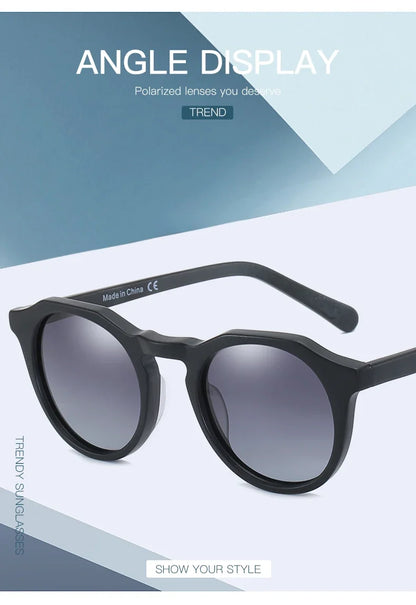 Fashion Acetate Polarized Sunglasses Round Vintage  Shade UV400 New Men/Women Retro Sun Glasses 600001S