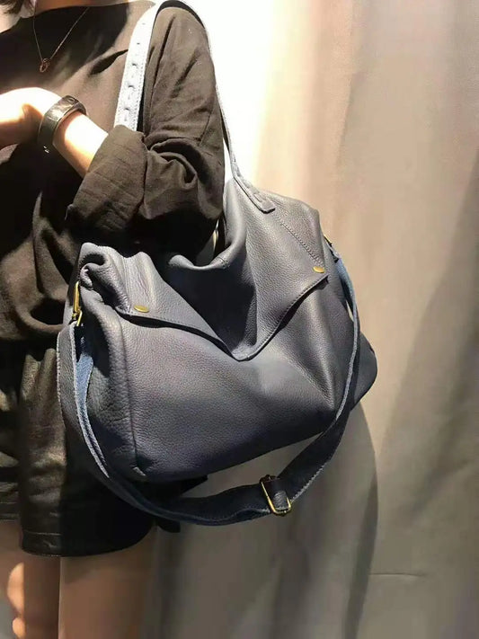 Women's 100% Genuine Cowhide Hobo Bag Large Capacity Soft Leather Shoulder Crossbody Vintage Handbag
