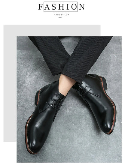 Mayba Pointed Leather Shoes Men Casual Shoes Ankle Boots Size 38-48