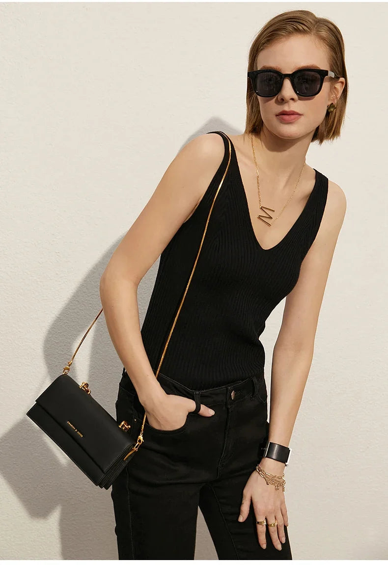 Minimalism Summer New Women's Camisole Tops Office Lady Solid V-neck Sexy Slim Vest Girls Tank Streetwear Tops 12321058