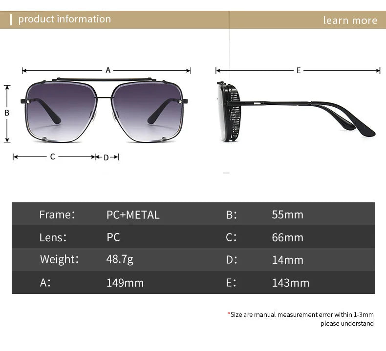 New Punk Sunglasses For Men Fashion Square Vintage Steampunk Glasses Luxury Oculos De Sol Masculino Luxe Lunette De Soleil Homme