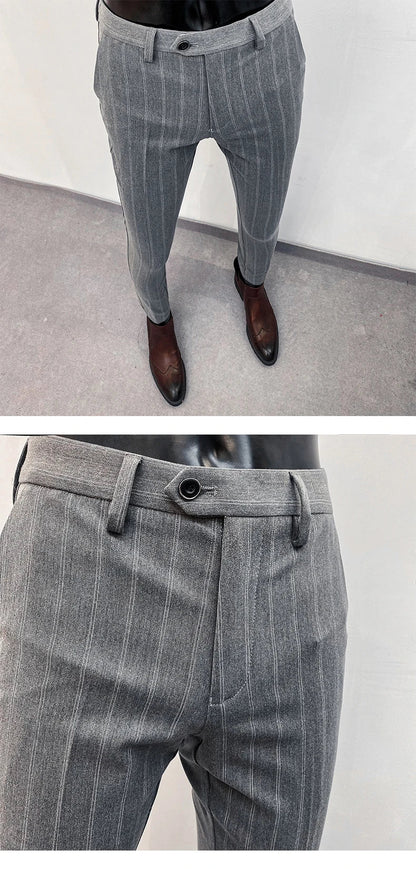 Men Suit Pants Formal Trousers Pantalone Hombre Stretch Slim Solid Color Casual Dress Full Length Pants Fashion New Men Clothing