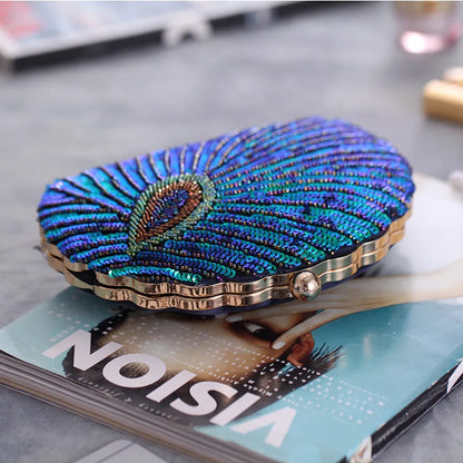 Shell Shape Women's Clutch Bag Sequin Purses and Handbags Luxury Designer Retro Embroidery Evening Bag Female Party Handbag Z079