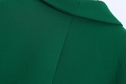 2023 Fashion Vintage Stylish Green Oversized Long Women Blazer Office Lady Pocket Fashion Autumn Jacket Female Bussiness